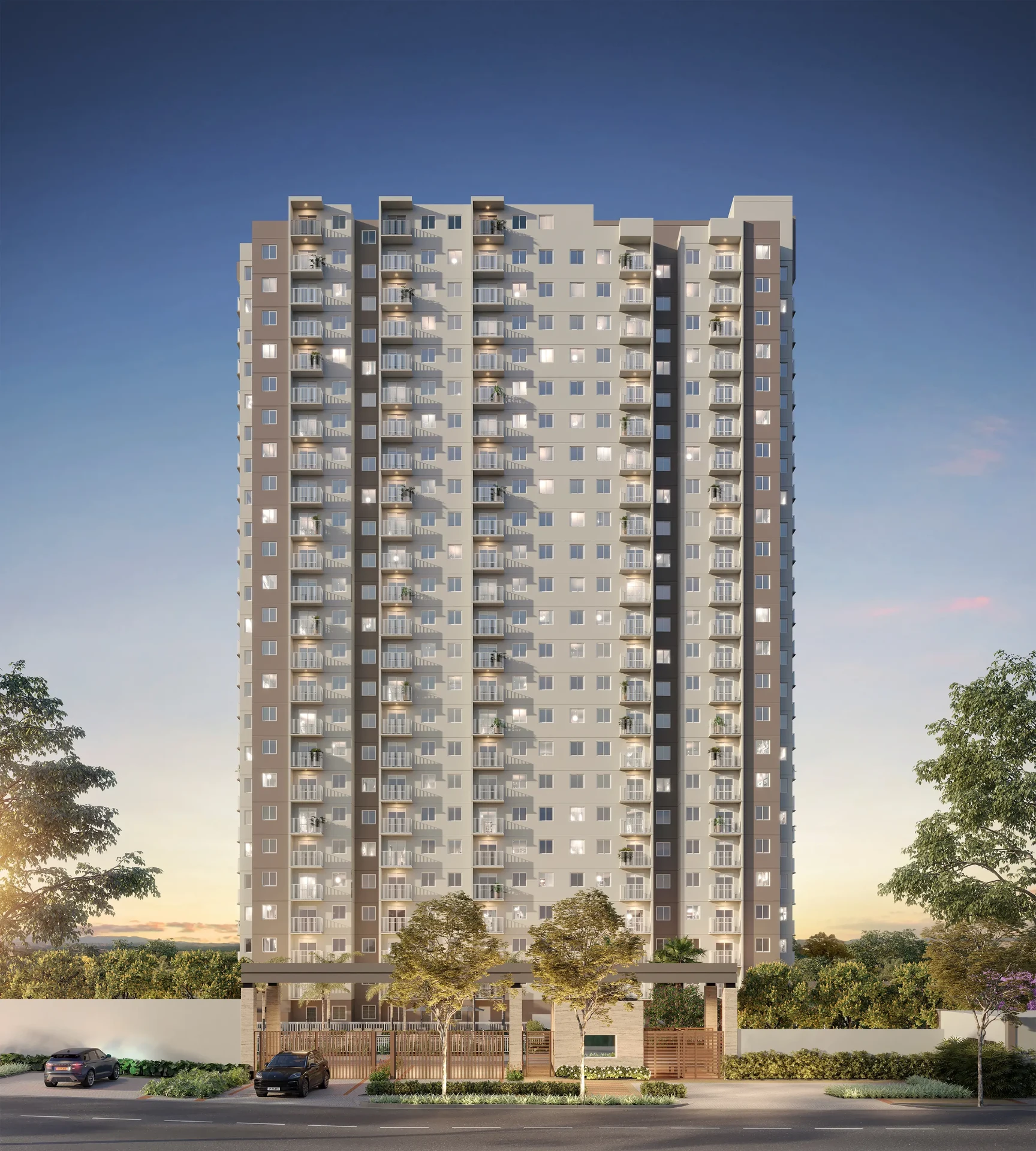 Torre residencial vista de frente